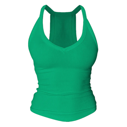 Built-in bust support, sleeveless backless slim-fit basic tank top