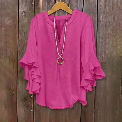 Plus Size Ruffle Sleeve V-Neck Shirt Top