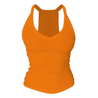 Built-in bust support, sleeveless backless slim-fit basic tank top